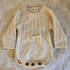 Cream Knit Baby Onesie